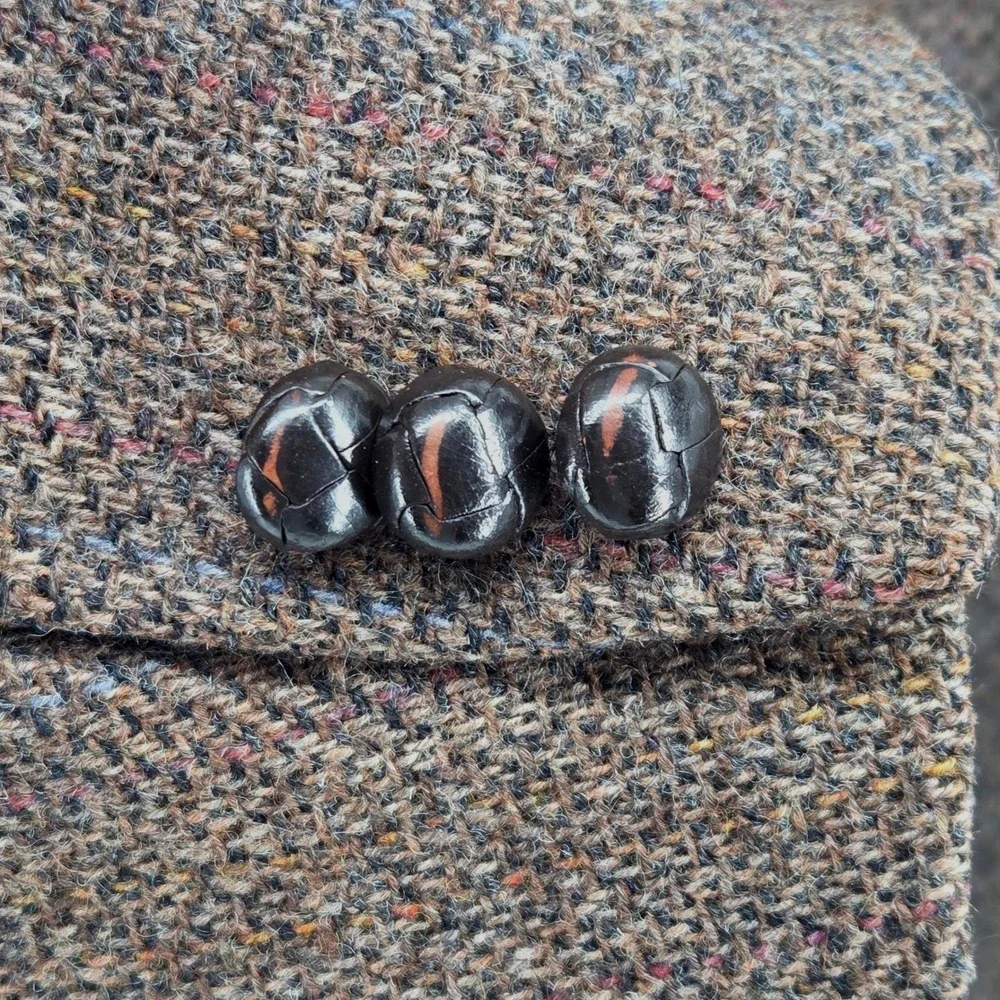 Vintage 80s‎ Union Made Tweed & Leather Sport Coat Blazer Brown Wool USA 46R
